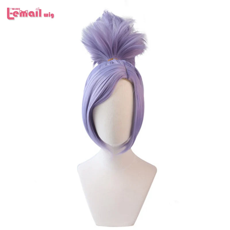 

L-email wig LoL Spirit Blossom Riven Cosplay Wig LoL Cosplay Purple Wigs with Ponytail Heat Resistant Synthetic Hair Game Cos