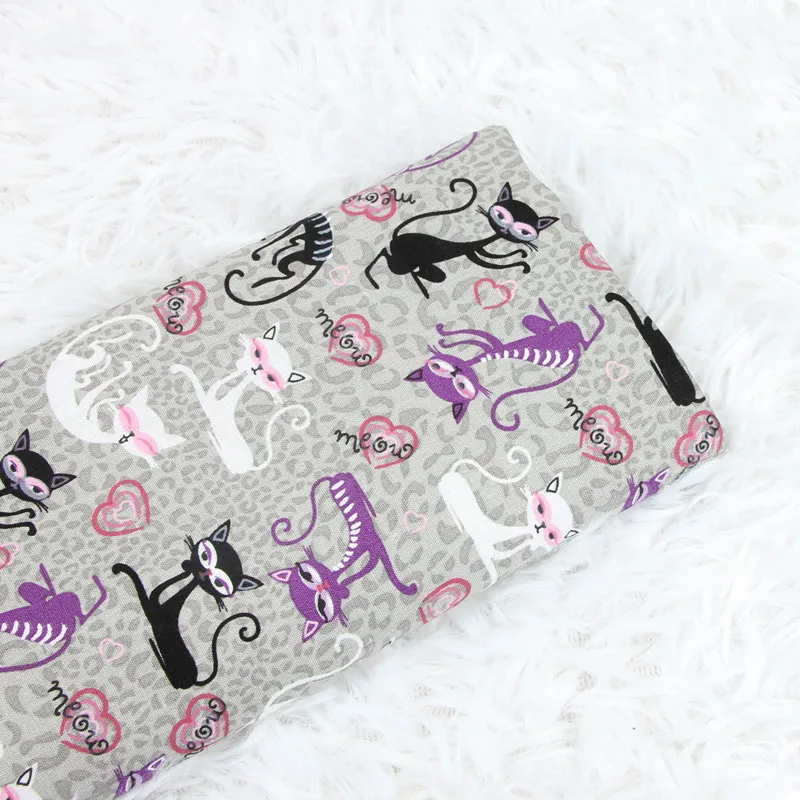 Полуметровая простая хлопковая ткань с рисунком кота, ручная работа, сделай сам, ткань для одежды, хлопок, CR-286