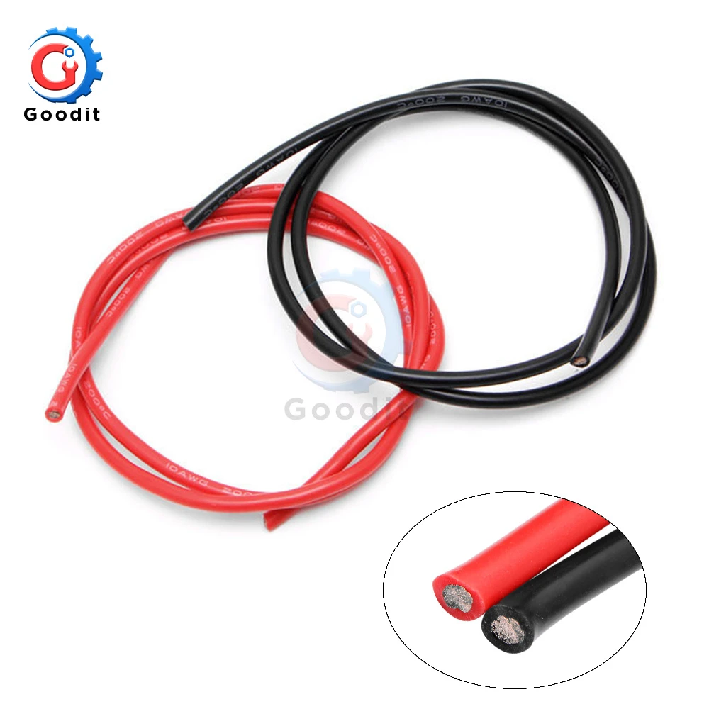 1 Juego de Cable eléctrico AWG de calibre 10/12/14/16, Cable de silicona suave, Cable de cobre Flexible a la temperatura, negro + rojo (1M/85)|Alambres y - AliExpress