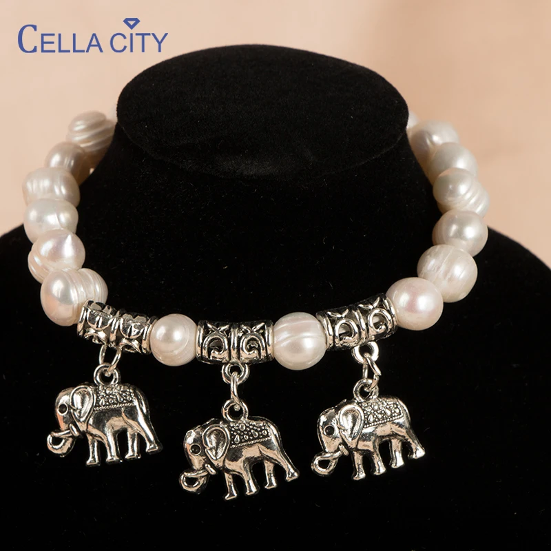 Cellacity Silver 925 Bracelet for Women With Natural Freshwater Pearl Pendant Metal punk style Party Female fine Jewelry Gift | Украшения и