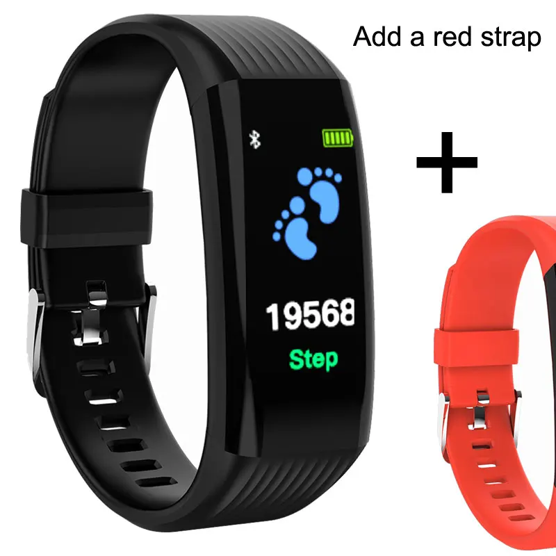 And a red strap Фитнес умный Браслет кровяное давление часы пульсометр умные браслеты IP67 водонепроницаемый спортивный умный Браслет - Цвет: And a red strap