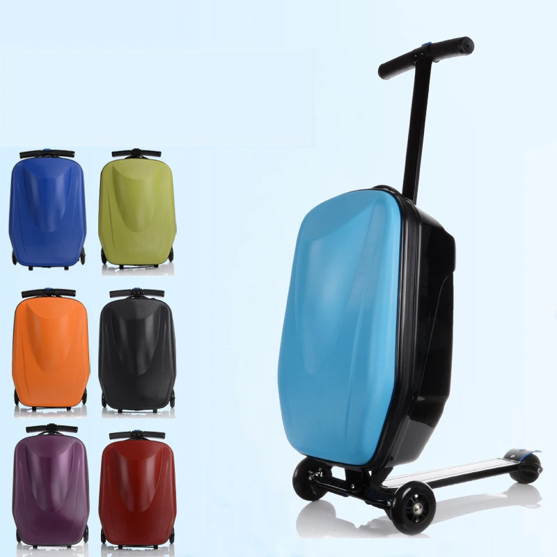 Scooter W/ Front Luggage Trolley Folding Travel Suitcase Bag 3Wheel 20'' PC /EV/ 
