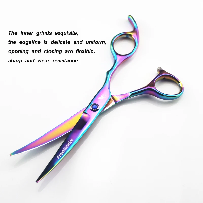 6.0inch professional scissors dog pet grooming polishing tool animal hair Cutting Scissors and Double tail curved scissors