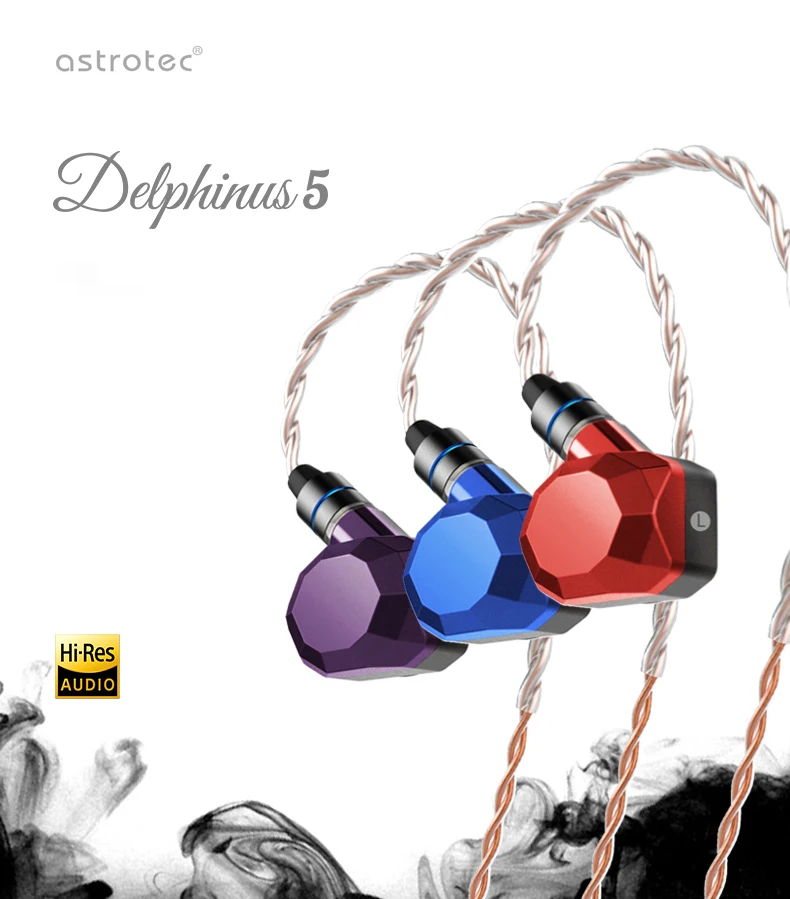 Astrotec Delphinus 5 5BA сбалансированные арматурные Проводные мониторные наушники Hifi с шумоподавлением металлические наушники Mmcx сменный кабель