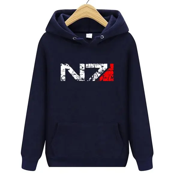 Бренд Игры N7 Mass Effect 3 толстовки Для мужчин систем военный альянс эмблема игра толстовка с капюшоном, женские толстовки Для мужчин куртка - Цвет: Тёмно-синий
