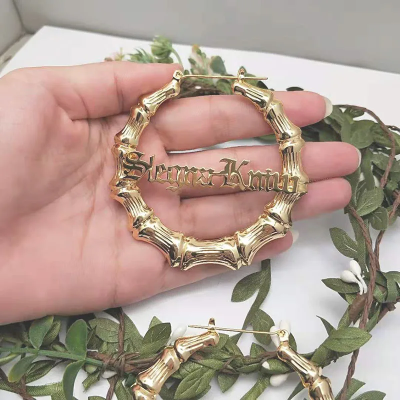 Серьги из нержавеющей стали индивидуальные именные большие таблички ручной работы ювелирные изделия для женщин девочек Круглый Круг