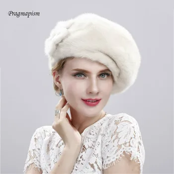 

Mink Fur Beret Womens Hats New Style Whole Leather Flower Soft Hat with Diamonds Fur Winter Warm Mink Fur Luxury High End Berets