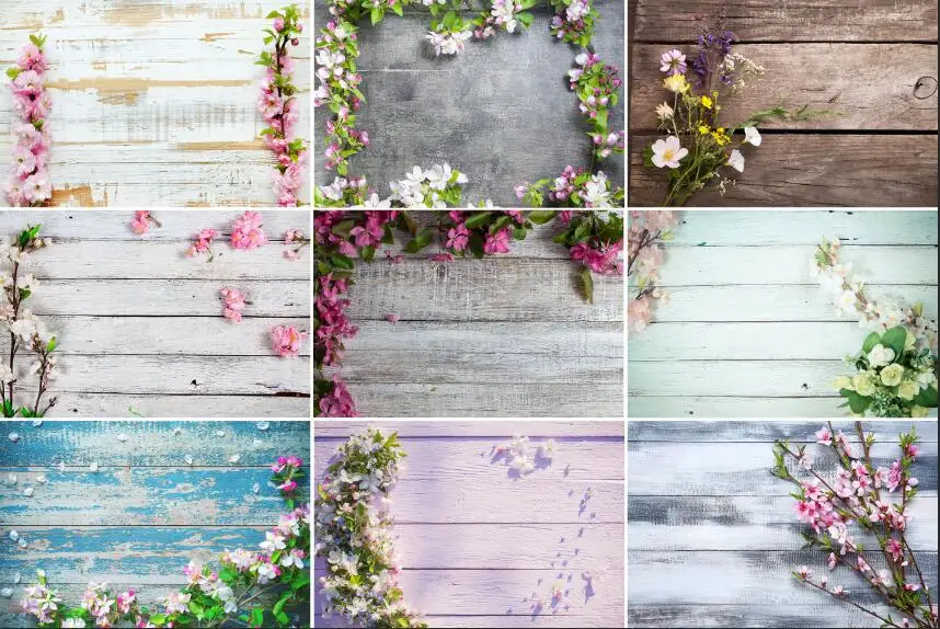 

Spring Wood Backgrounds Tassel Flowers Spring Pet Doll Newborn Portrait Photography Backdrops Photocall for Digital Photo Studio