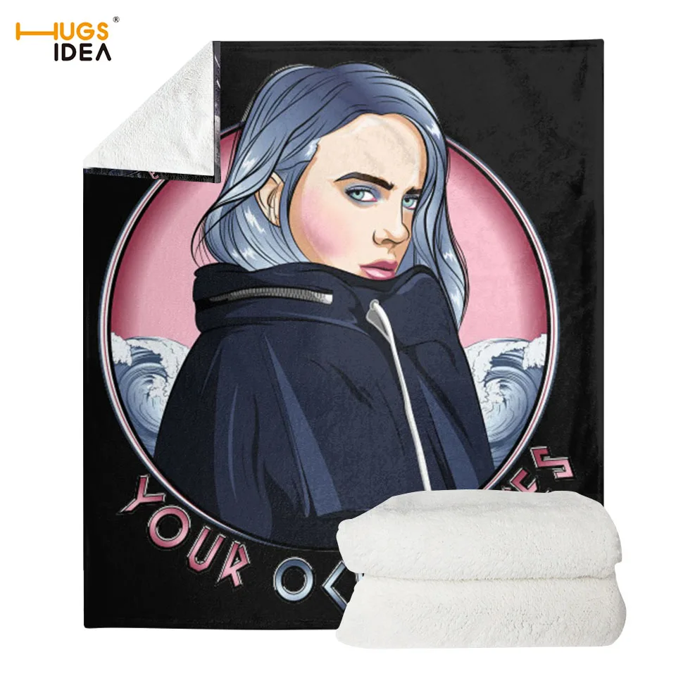 HUGSIDEA супер мягкое Фланелевое Флисовое одеяло Billie Eilish с принтом, одеяло для дивана, весеннее теплое полиэфирное одеяло - Цвет: HK799