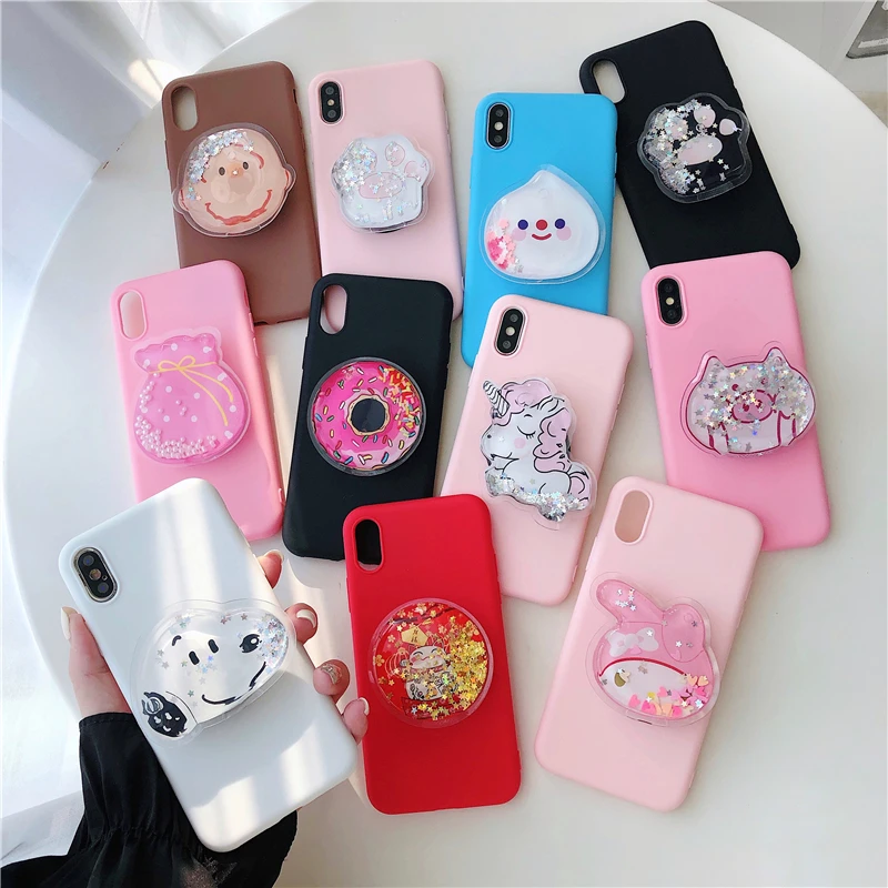 

3D Quicksand Phone Holder Case For OPPO A33 A37 A39 A59 A71 A73 A77 A79 A83 A1K R9 R11 R17 F11 Pro A11X Plus Silicone Cover
