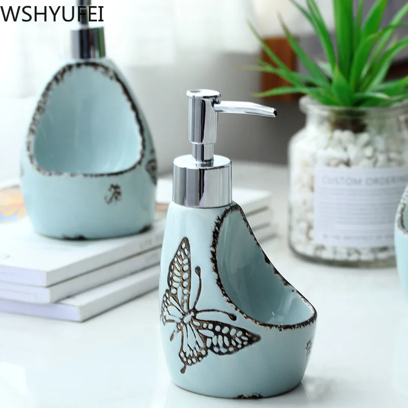 Nordic creative hand sanitizer bottle Hand-painted ceramic lotion bottle soap dispenser Hotel clubhouse bathroom decoration Nordic creative hand sanitizer bottle Hand-painted ceramic lotion bottle soap dispenser Hotel clubhouse bathroom decoration