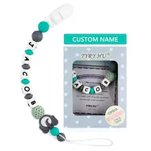 TYRY.HU-chupete de silicona con nombre personalizado para bebés, Clip para chupete con cadena para chupete de elefante