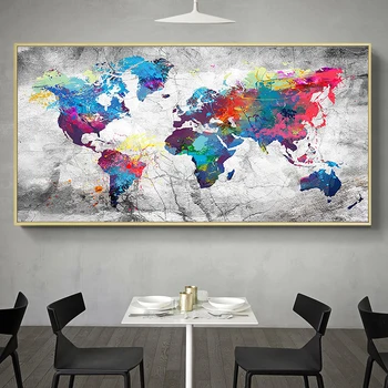

Vintage World Map Canvas Painting Printing Poster Wall Pictures for Living Room Modern Nordic Map Pictures Home Decoration Art