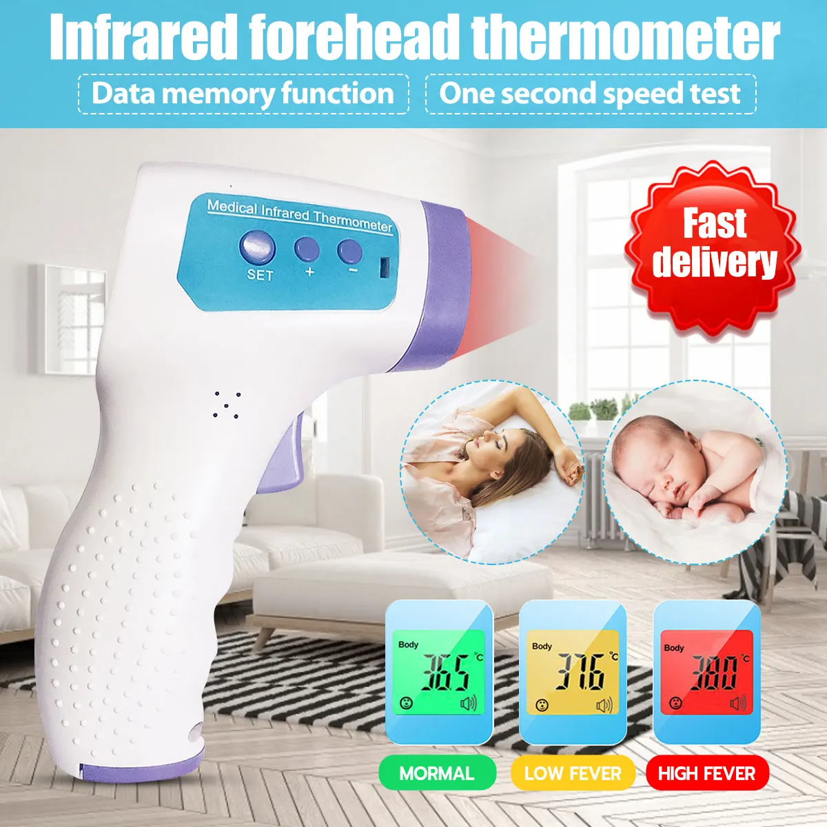 

Muti-fuction Baby/Adult Digital Termomete Infrared Forehead Body Thermometer for Baby health Non-contact Temperature Measurement