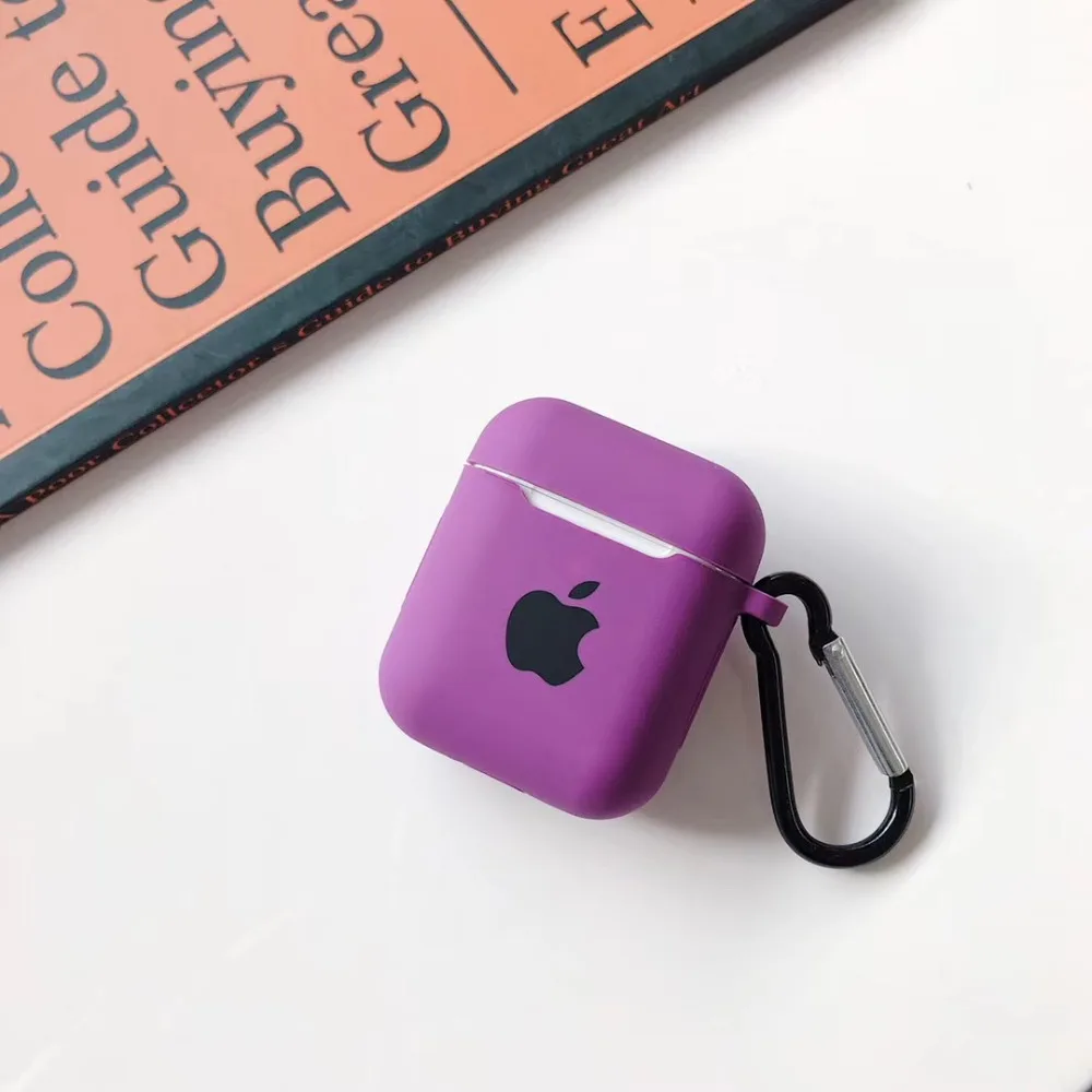 Для Apple AirPods 2 1 Аксессуары для наушников Мягкий чехол милый цветной чехол с логотипом с крючками