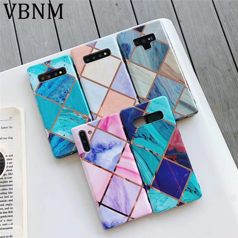 Чехол для телефона с геометрическим мрамором Samsung Galaxy S8 S9 S10 Plus задняя крышка Note 10 9