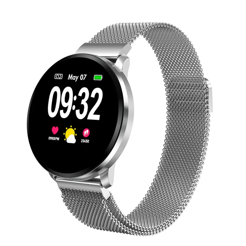 Фитнес-трекер кровяное давление спортивные женские умные часы Пульс смарт-браслет Смарт-часы мужские водонепроницаемые IP67 для Android IOS - Цвет: Серебристый