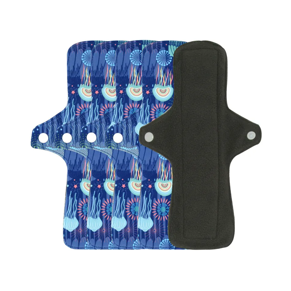 5pcs Reusable Cloth Menstrual Pads,Washable Sanitary Panty Liners With Polar Fleece Layer,Size27cm For Day Time Using