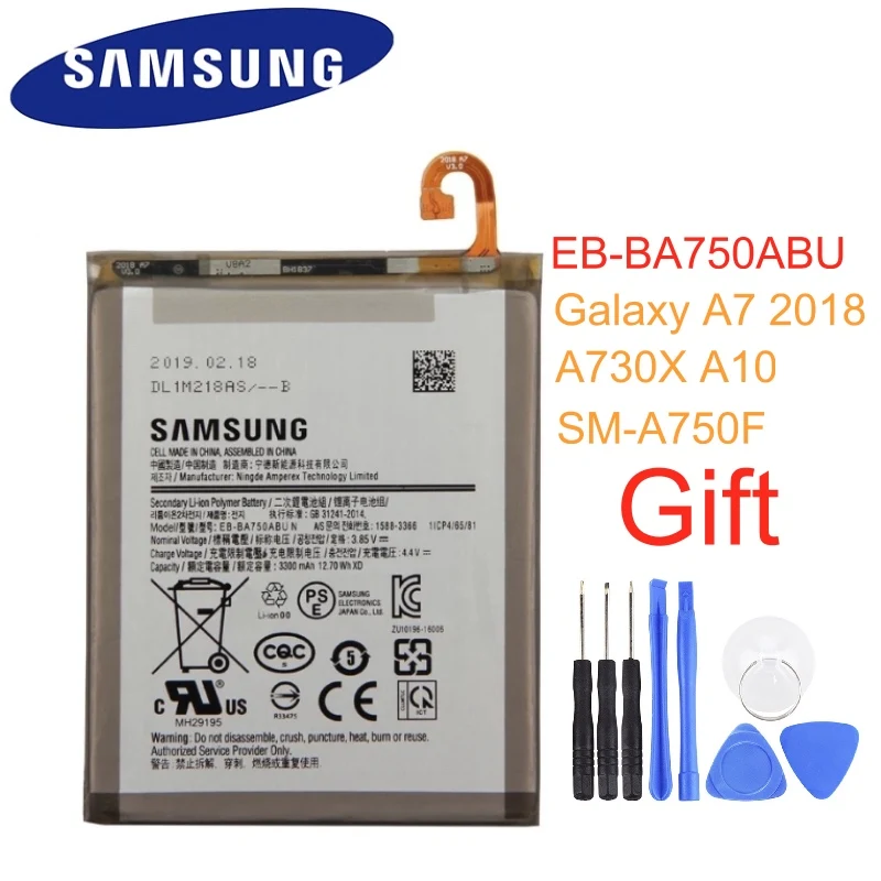 SAMSUNG оригинальный EB BA750ABU батарея для Galaxy A7 2018 версия A730x A750 SM A10 A750F + инструменты 3400 мА ч|Аккумуляторы