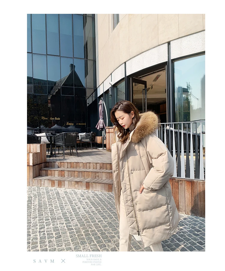 Large Cargo Have Been out, Long over-the-Knee Large Fur Collar Cotton Coat, Quality Good 8306-819