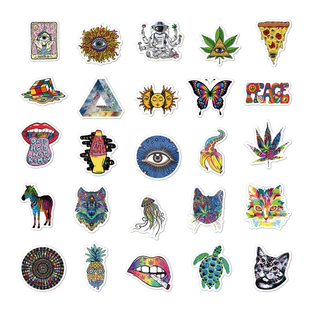 10/30/50pcs Cartoon Psychedelic Gothic Cool Stickers Aesthetic Art Graffiti Decals Skateboard Fridge Guitar DIY Sticker Kids Toy 2