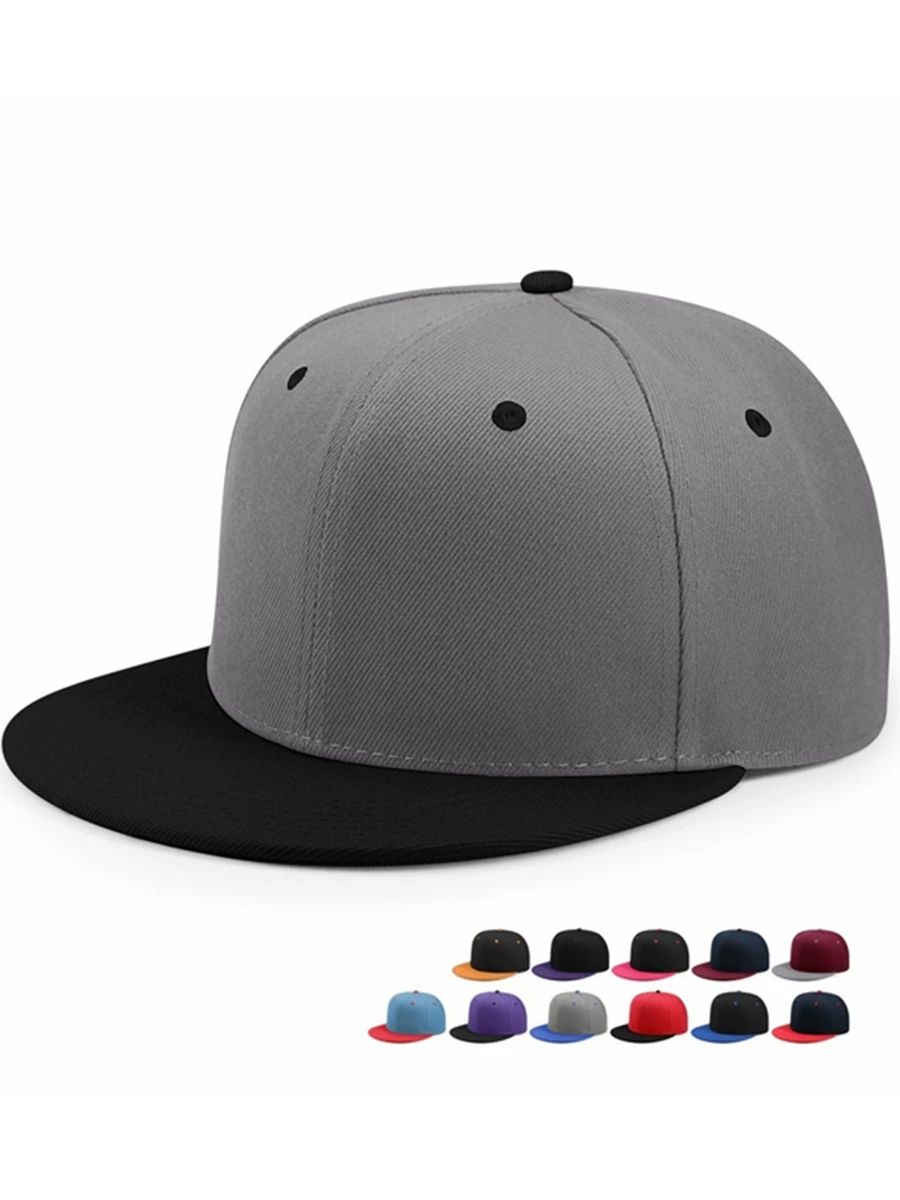 Wholesale Hip Hop Flat Peaked Cap Adult Solid Color Patched Baseball Hat Women and Men Logo Custom Plain Snapback Cap 33 Colos 1