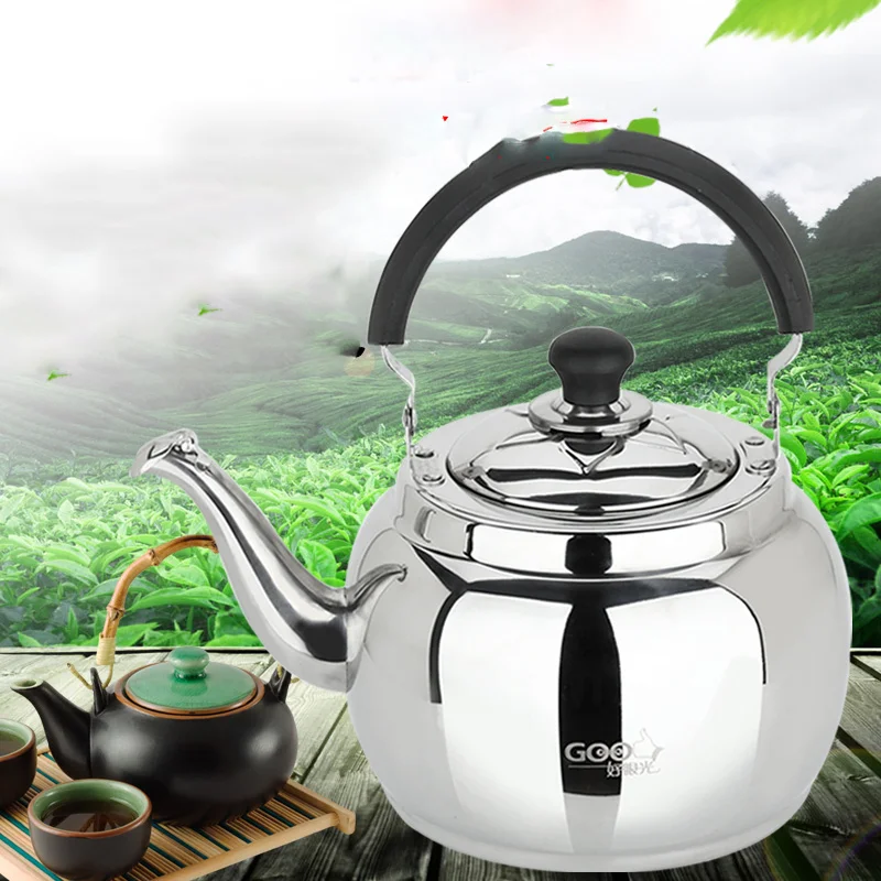 Утолщенный чайник, газовый чайник из нержавеющей стали, большая емкость, свисток, бытовой чайник, индукционная плита, общий Электрический чайник