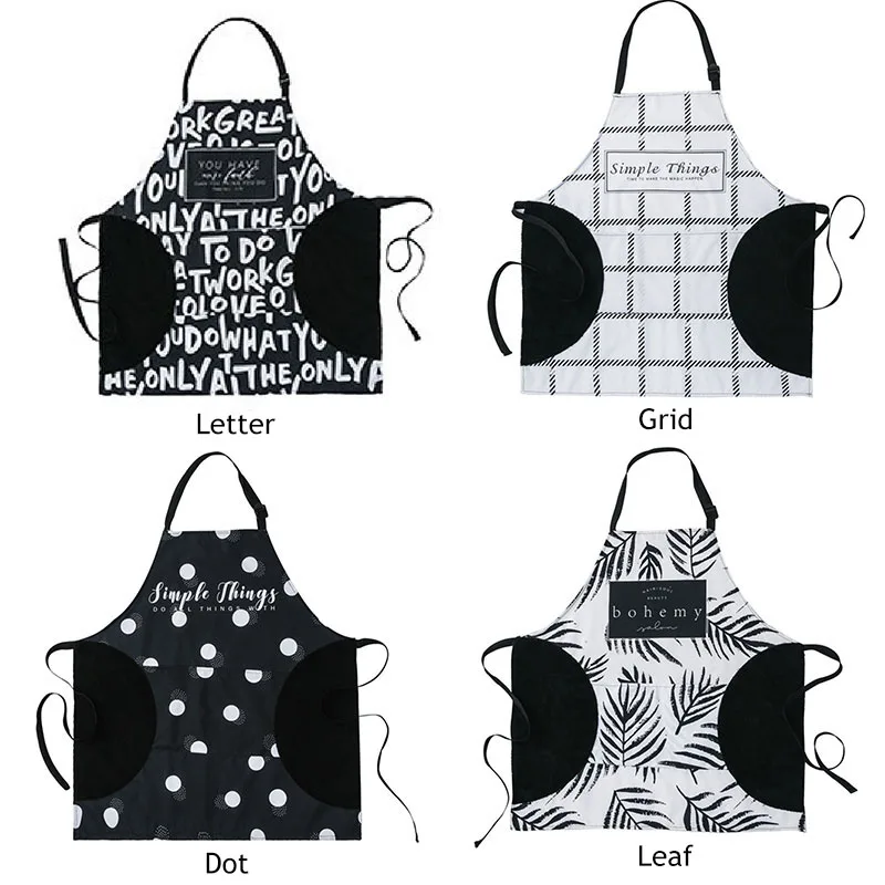 Creative Apron Dry Hand Household Waterproof Concise Dot Leaf Grid Letter Printed Aprons