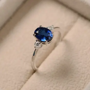 

2020 Fashion New Inlaid Ring Blue Crystal S925 Sterling Silver Ring Ladies Elegant Temperament Wild Silver Jewelry
