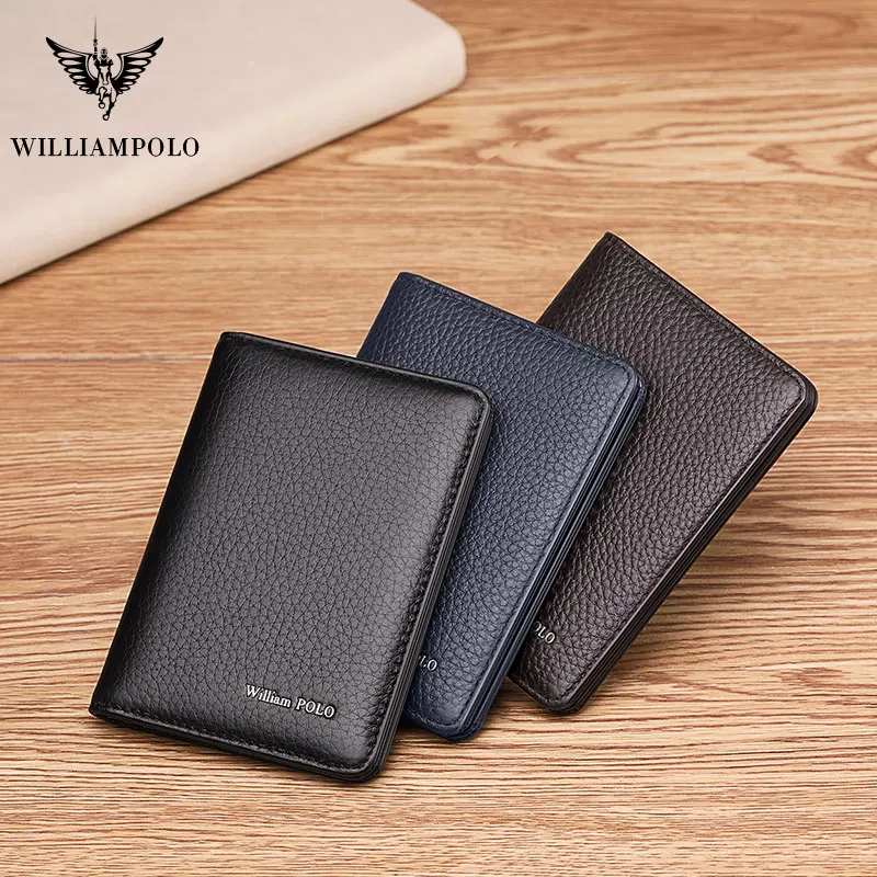 WILLIAMPOLO Для мужчин карты маленький кошелек, сумочка Для мужчин s Бизнес натуральная кожа Элитный бренд кредитной держатель для карт тонкие кошельки тонкий дизайн