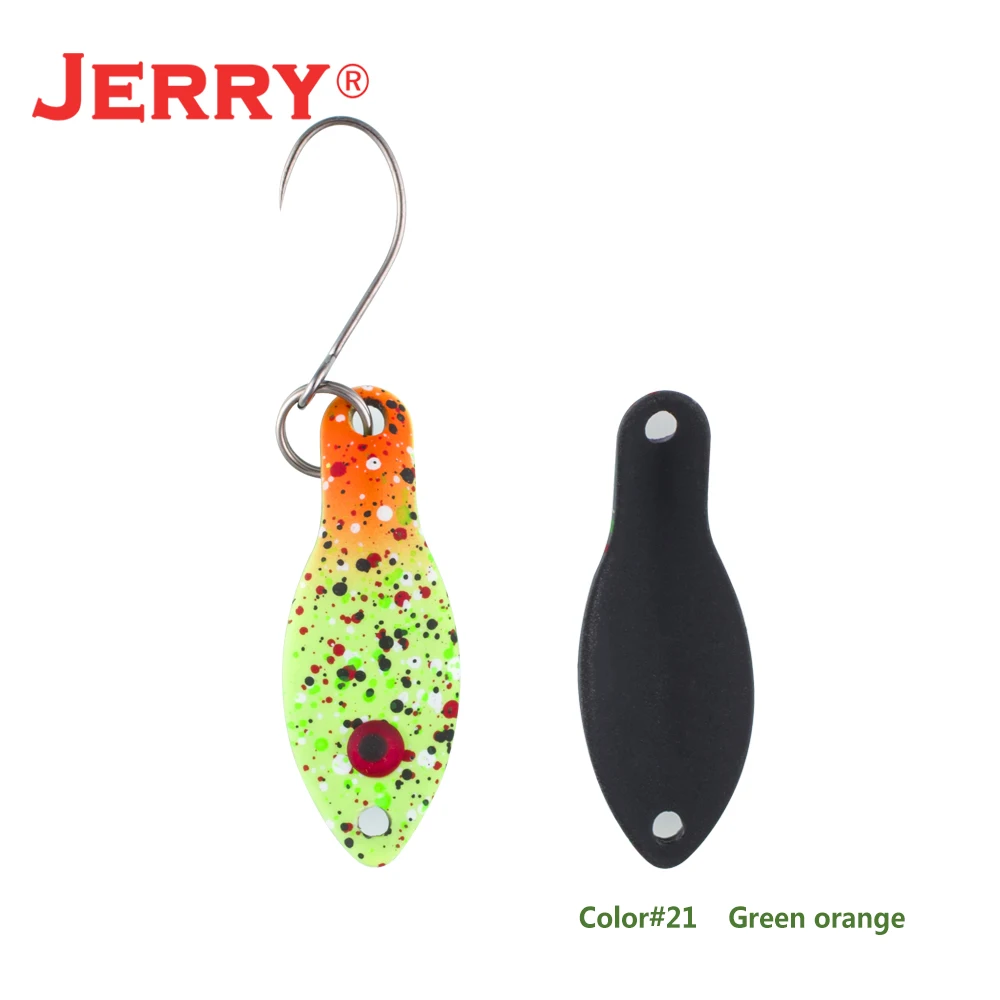 Jerry 1 шт. 1,4 г, 2,5 г Сверхлегкая приманка мини форель ложки плавающий воблер Спиннер приманка УФ цвет рыболовные ложки Утонченная Рыбалка - Цвет: green orange