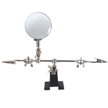 

Third Hand Repair Soldering Iron Stand Helping Clamp Magnifying Glass w/ 2 Alligator Clips for RC FPV Drone Electronic Repairing