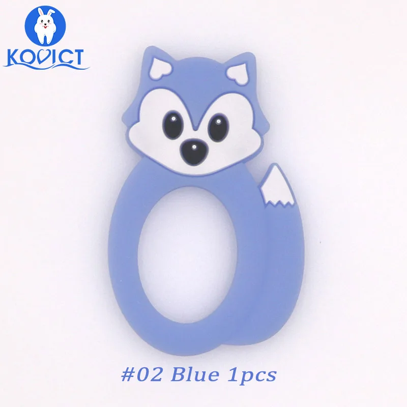 Kovict fox/детский силиконовый Прорезыватель для зубов, грызунов, BPA, без еды, силиконовый Прорезыватель для зубов, пустышка для кормления, силиконовые бусины - Цвет: NO.02 Blue 1pcs