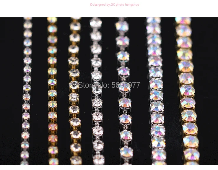 10Yards/Roll SS6-SS18 Glitter AB Crystal Rhinestone Chains Sew-On Glue-On For Garment DIY Clothing Accessories Trim Cup Chain beginner sewing materials