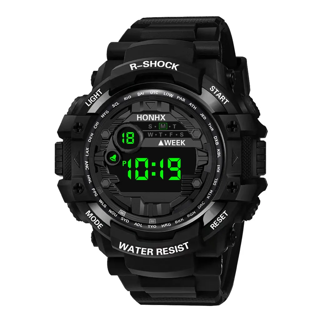 Механические наручные часы Montre homme модные водонепроницаемые мужские часы для мальчиков lcd цифровой секундомер Дата Резиновые Спортивные наручные часы% 71