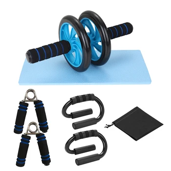 

4-in-1 Muscle Trainer Wheel Roller Kit AB Abdominal Roller With Push UP Bar Jump Rope and Knee Pad Gym Home Fitness Equipment