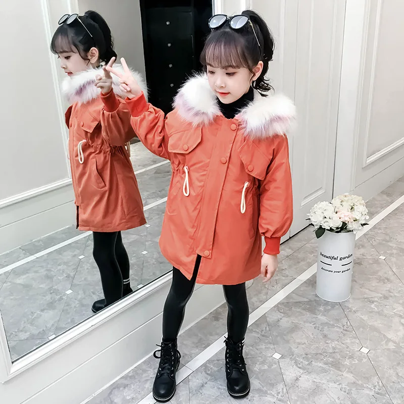 

2019 New Autumn Winter Jacket For Girls Fake Fur Hooded Baby Fleece Jacket Kids Outerwear Coat Children Parka Costumes Vetement