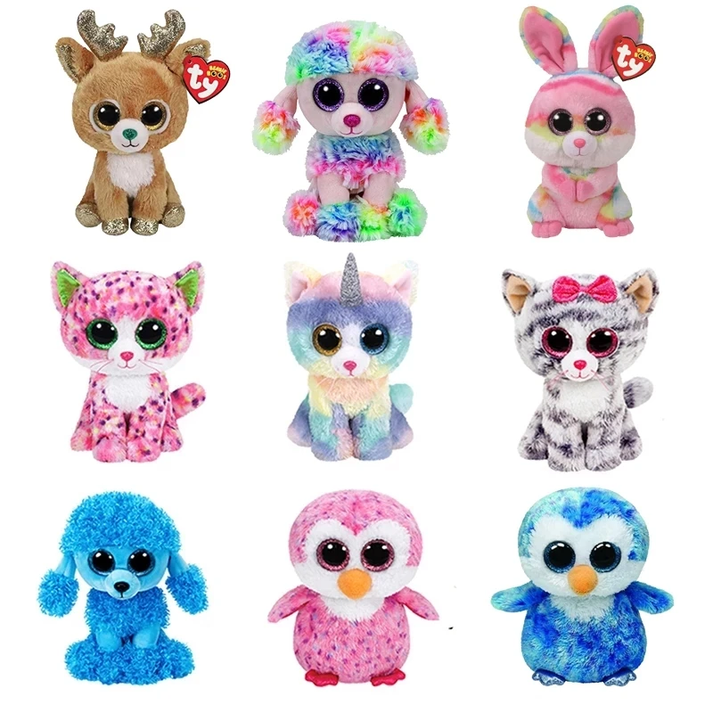 5X Sequin Ty Beanie Boos 6" Stuffed Plush Kids Toy Animal Plush Doll XMAS Gift 