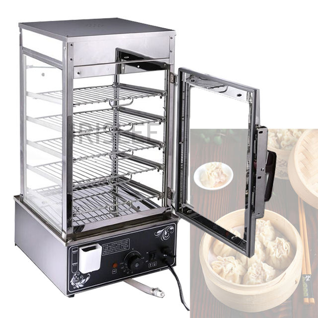 Electric Bun Steamer Bread Food Warmer Commercial Stainless Steel Table Base Bun Steam