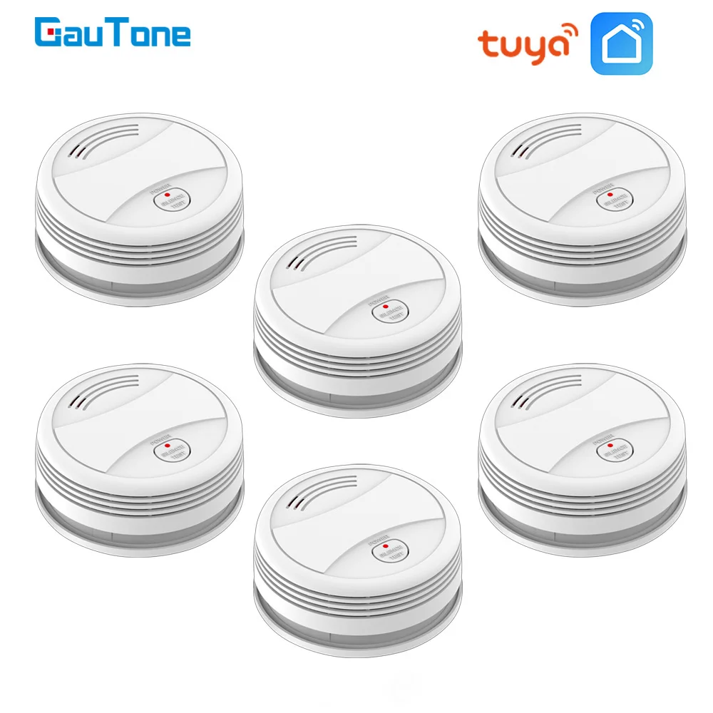 цена GauTone PA443W WiFi Smoke Alarm Tuya Smart Life Fire Protection Smokehouse Alarm System Home Security Smoke Detector