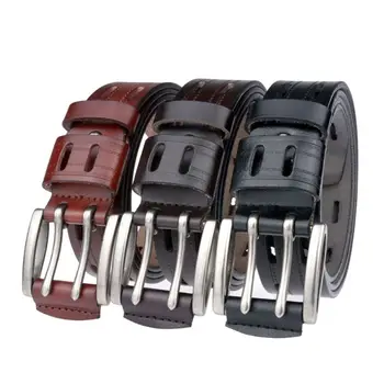 

Fashion Men's Double Pin Buckle Belt Genuine Leather Personality Male Casual Vintage Strap Waistband Pants Decor Accessories