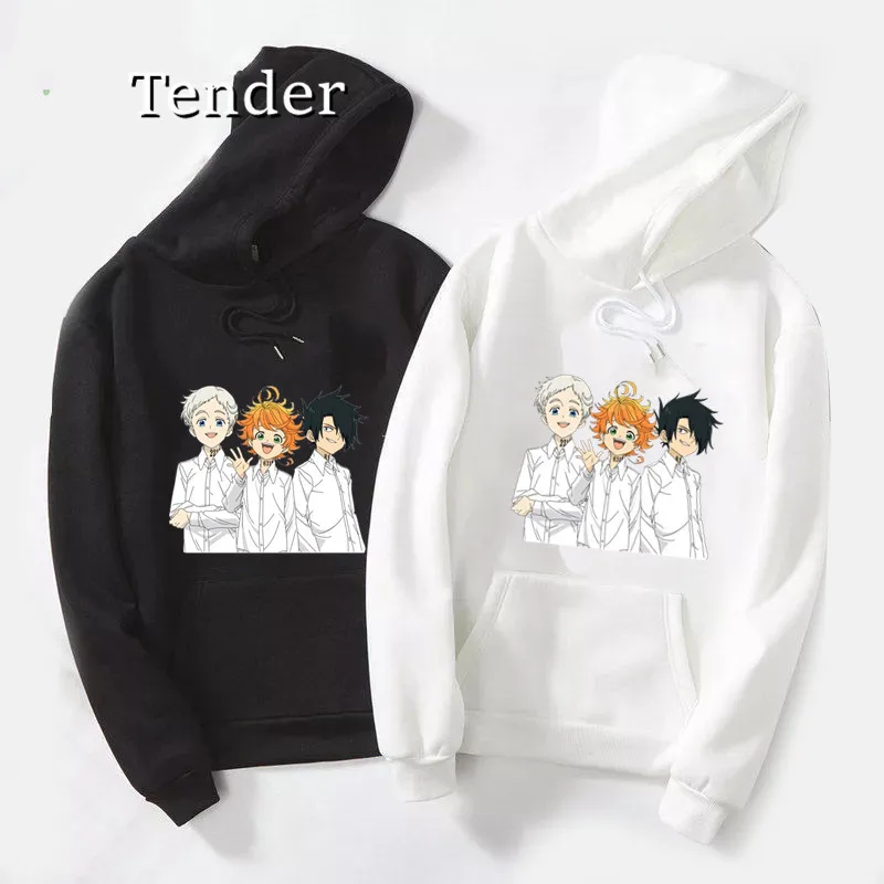 

Hot Sale The Promised Neverland Hoodies Harajuku Anime Feminino Pink Black Streetwear Pullovers Gothic Sweatshirt Women Tops