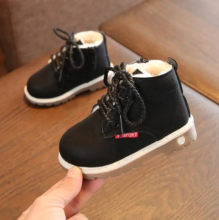 

Hot Winter Kids Baby Boots Fashion Jelly Bottom Toddler Shoes Soft PU Leather Little Boy Snow Boots Non-slip Infant Shoes