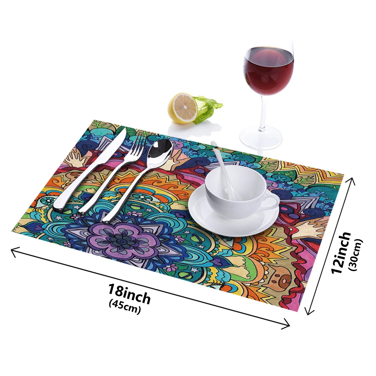 4/6pcs Set Table Mats Colorful Mandala Abstract Pattern Printed Table Napkin Kitchen Accessories Home Party Decorative Placemats