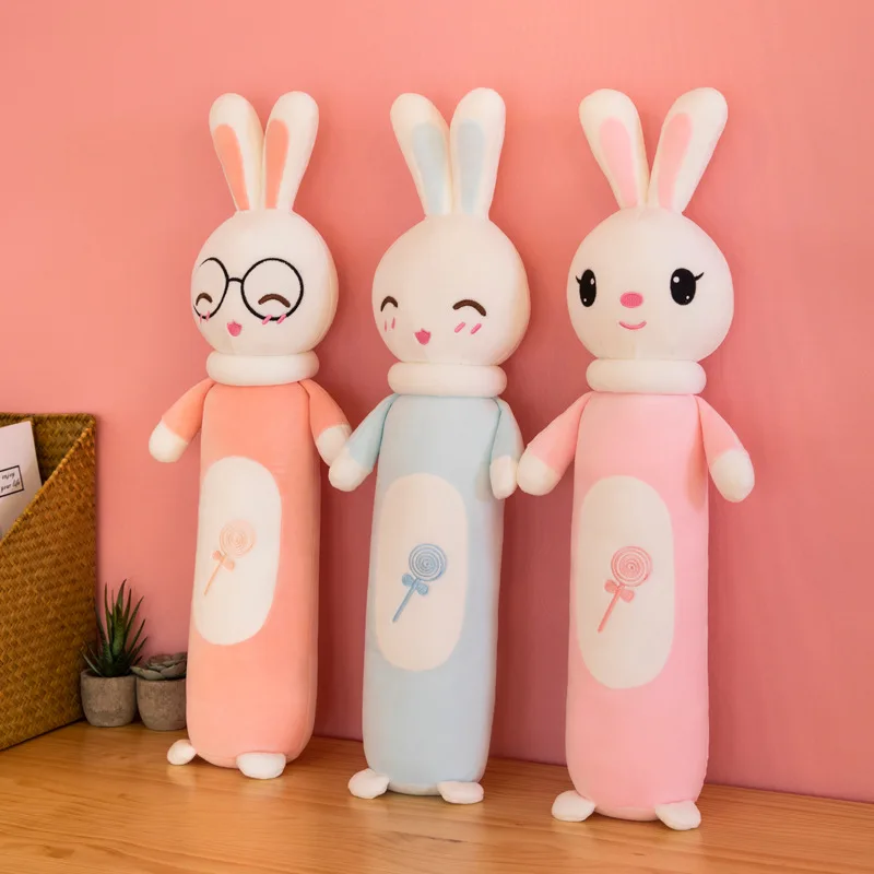 2019 creative new rabbit animal doll cylindrical down cotton pillow plush toy doll pillow 60cm 2