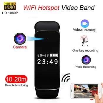 

New HD 1080P Wireless WIFI Hotspot Remote Monotoring Phone APP Control Camera Voice Video Photo Recording Smart Wristband Band