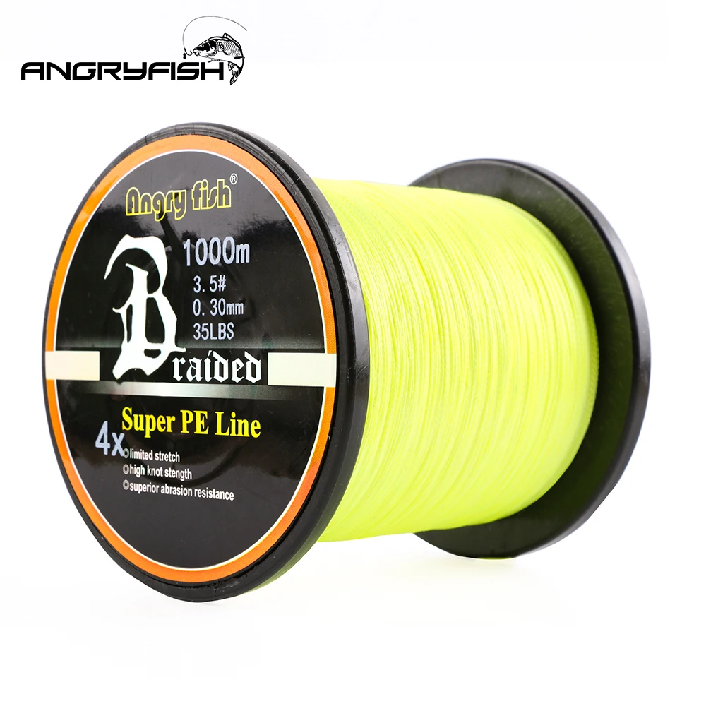 

Angryfish High quality material Wholesale 1000m 4x Braided Fishing Line 8 Colors Super PE Line Strong Strength Very endurance