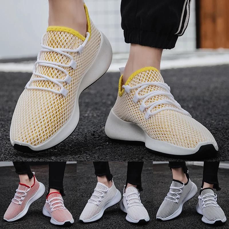 Мужские кроссовки на плоской подошве сетчатые дышащие модная повседневная обувь