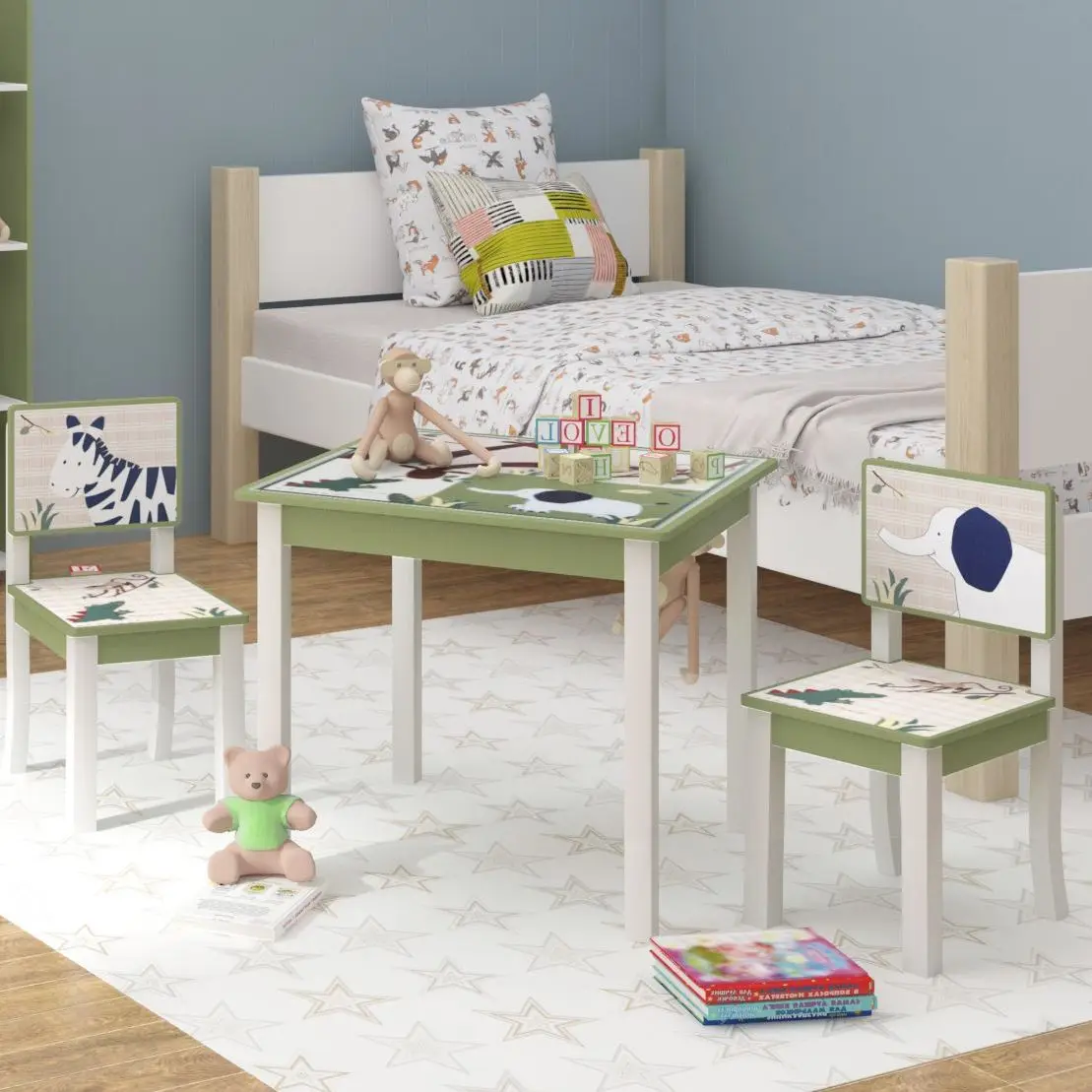 MAMIZO Mesa Infantil con 2 sillas, Grupo de Mesa Infantil en Altura  Ajustable, Muebles de plástico