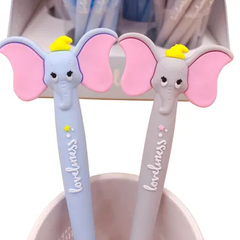 

1pcs Kawaii Cartoon Silicone Gel Pen Stationery Cute Dumbo Animal 0.5mm Black Neutral Pen Office & School Writing Supplies